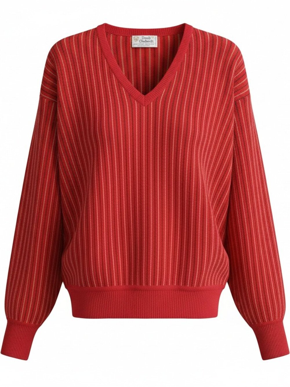 Vintage 70s David Chadwick Gentlemen's Knitwear Red Stripe 100% Pure Alpaca Lrg